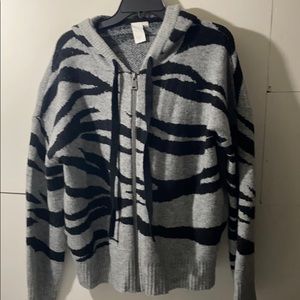 NWOT Ady P zebra print hoodie sweater
